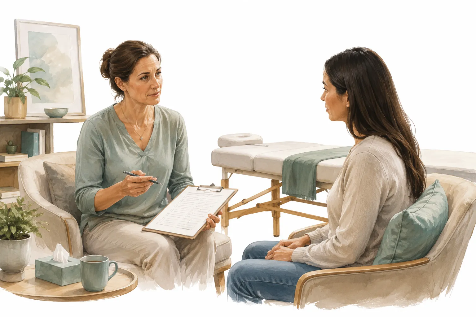 A person reviewing a medical form before an Access Bars session