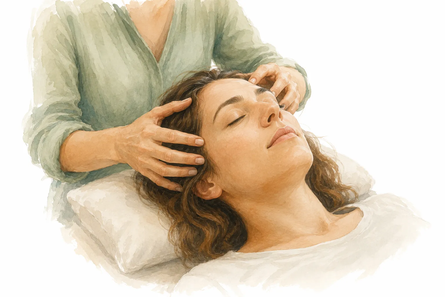 Illustration of a human head showing the location of Access Bars points