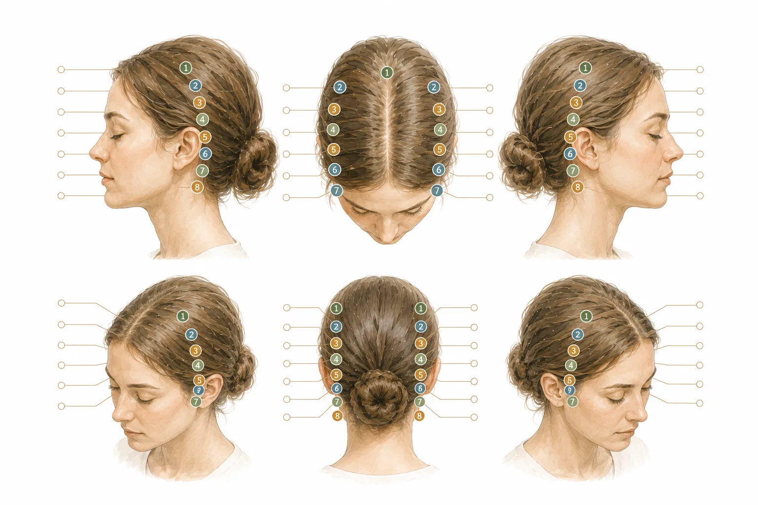 A detailed chart showing Access Bars points on a human head with their names and locations