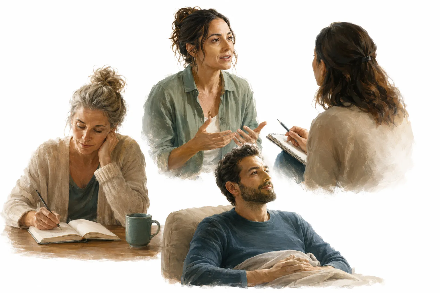 A person journaling their Access Bars experience in a quiet, comfortable setting