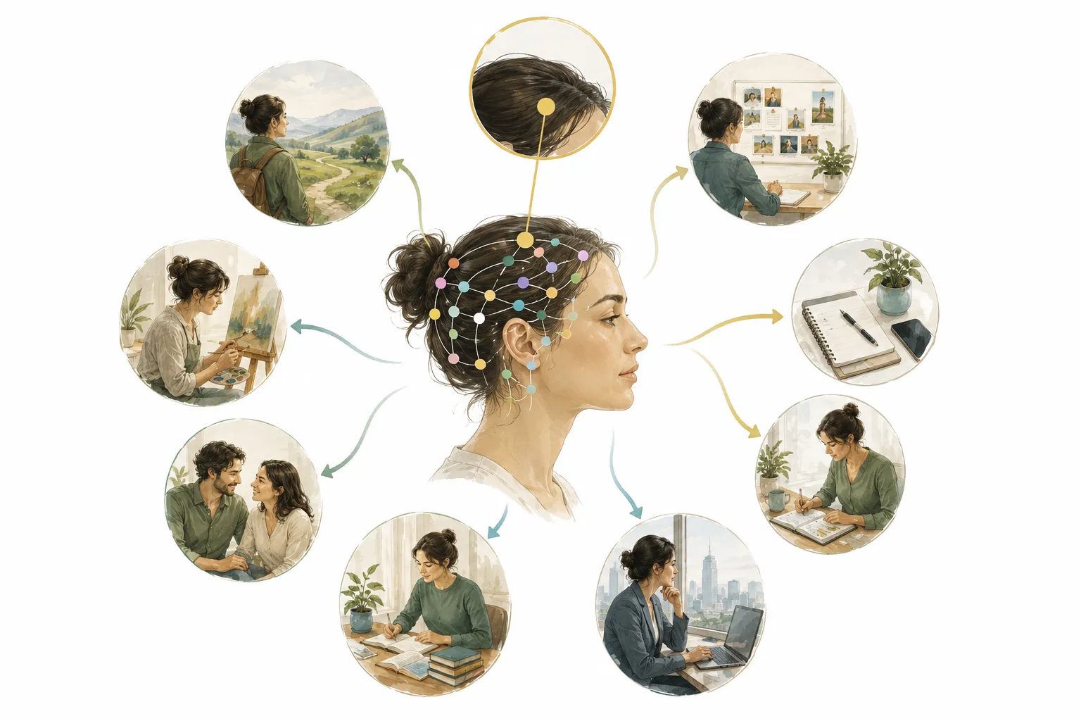 Diagram of a human head with the Hopes and Dreams Bar location indicated