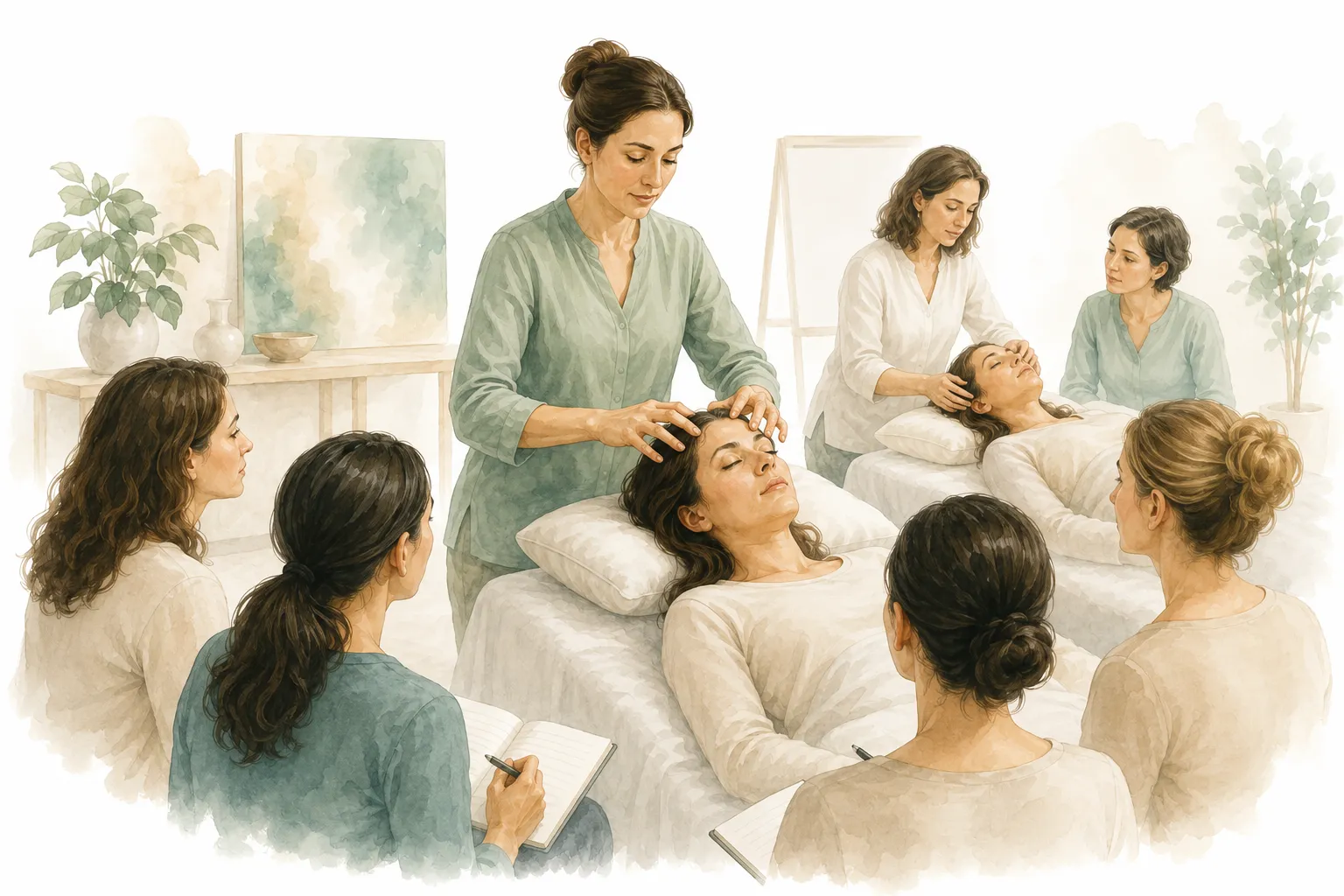 People in a training class learning Access Bars techniques