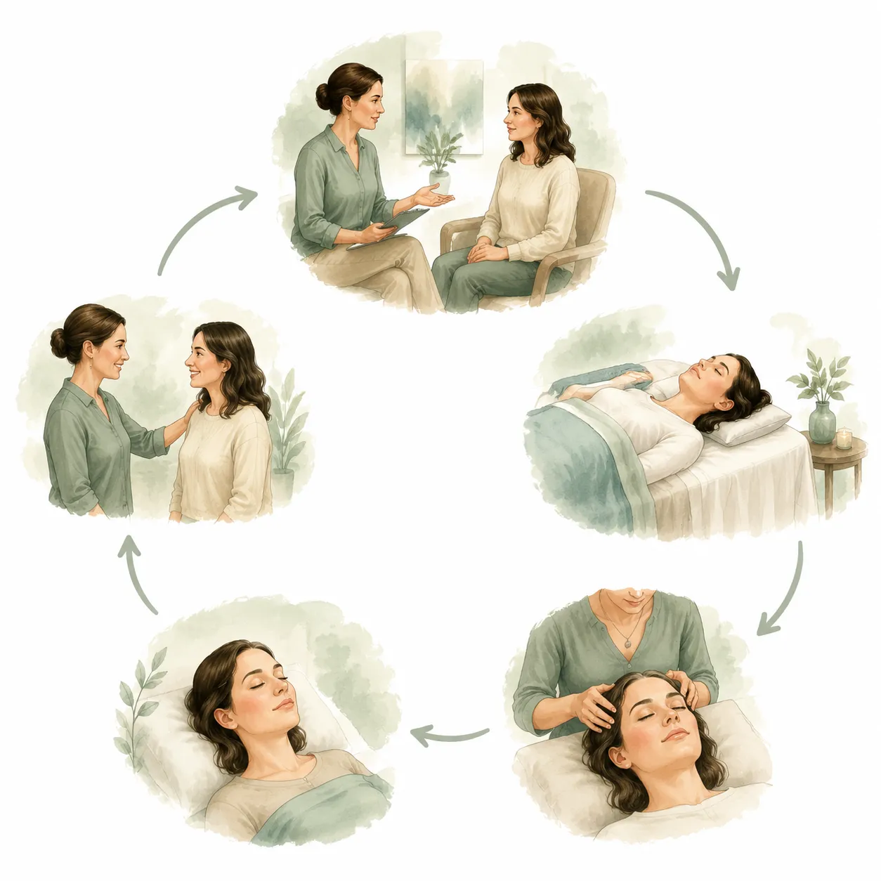Diagram showing practitioner hand positions and contact points on the head during Access Bars
