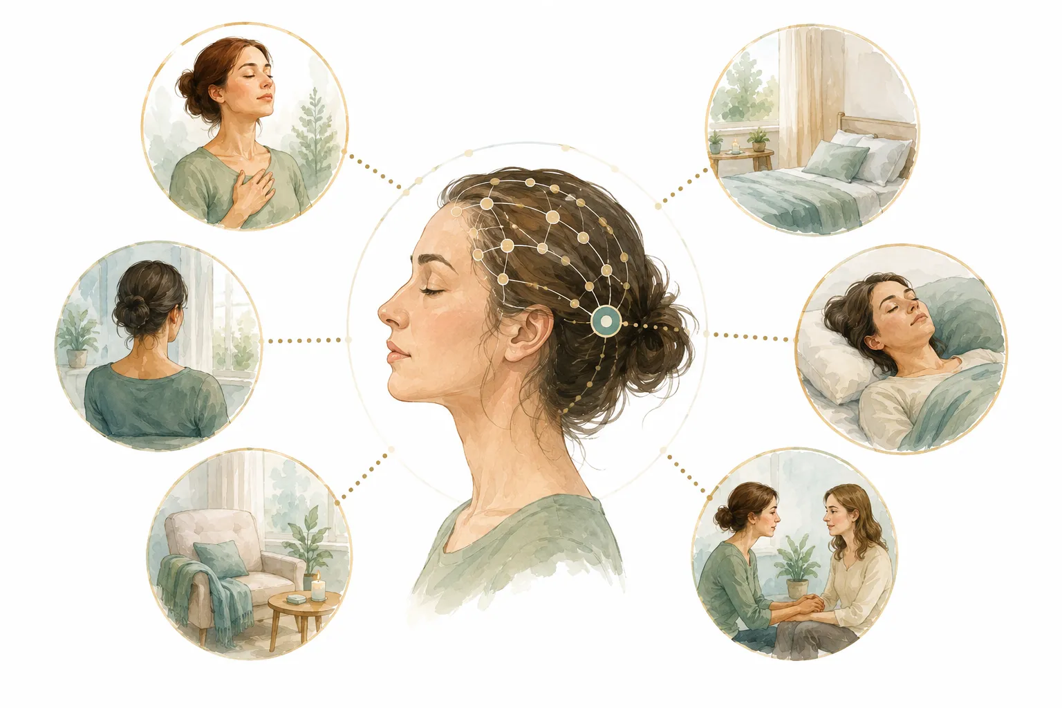 Diagram of a human head with the Peace Bar location indicated