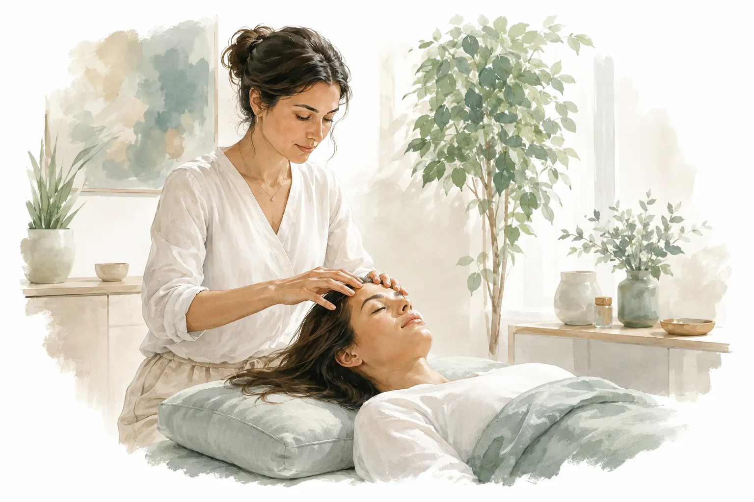 Illustration showing the 32 Access Bars points on a human head
